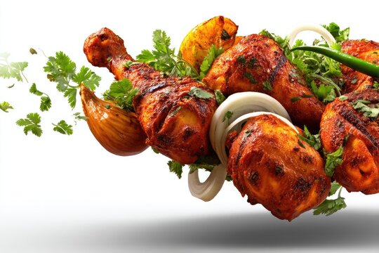 Spicy chicken tikka with fresh herbs
