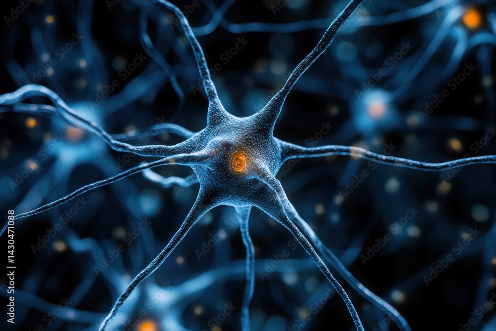 Poster detailed view of a neuron showcasing its structure and connections within the nervous system
