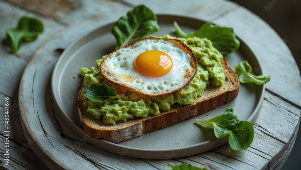Aufkleber close-up of avocado toast topped with a sunny side up egg for a healthy breakfast