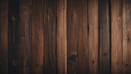 Fototapeta premium Antique cracked wooden plank background with weathered brown wood texture