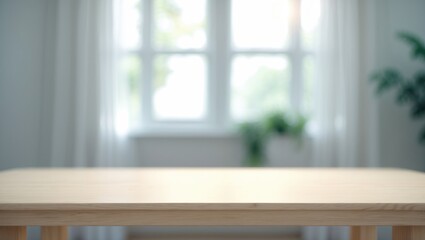 Fototapeta premium Wooden tabletop with blurred backdrop
