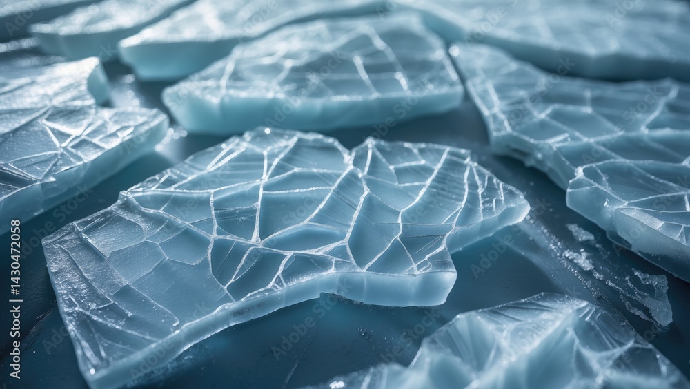 Aufkleber frosted ice with cracks and fractures in a cold arctic scene