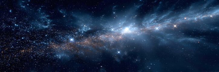 Naklejka premium Dark canvas with twinkling stars against dark space, solar system, night sky