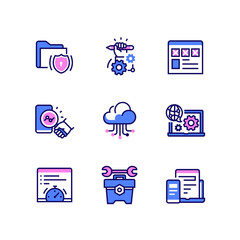 Web development - line design style icons set
