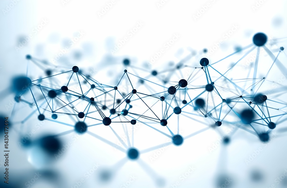Poster abstract network connections illustrated with lines and dots, representing modern technology and dig