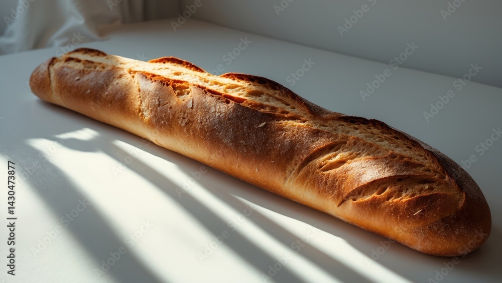 Poster isolated baguette and loaf on white background with buns