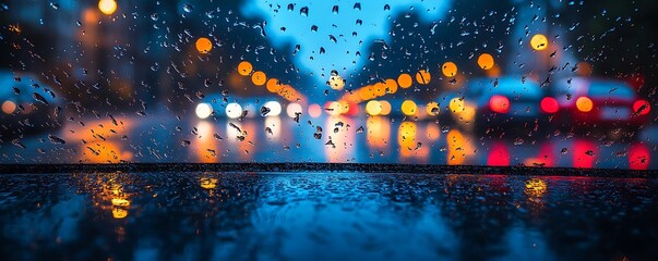 Raindrops On A Car Window At Night -  Abstract Photography