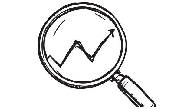 magnifying glass with upward trend line clip art preview