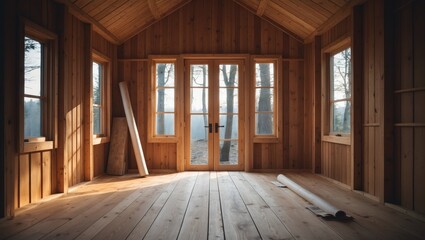 Construction of walls for wooden house