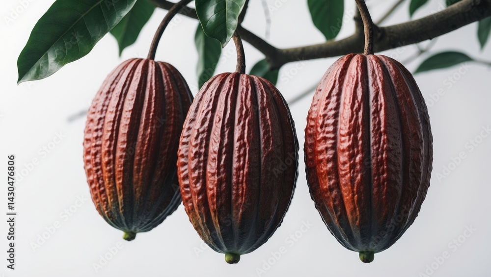 Poster cocoa tree with lush green leaves in ecuador