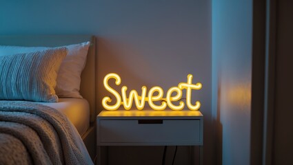 Bright yellow neon smile sign for trendy home decor