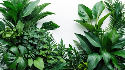 Fototapeta premium isolated jungle plant with lush green leaves on white background