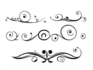 Decorative Swirl and Spiral Vector Elements – Stylish Ornaments for Logos, Tattoos, and Invitations silhouette on white background