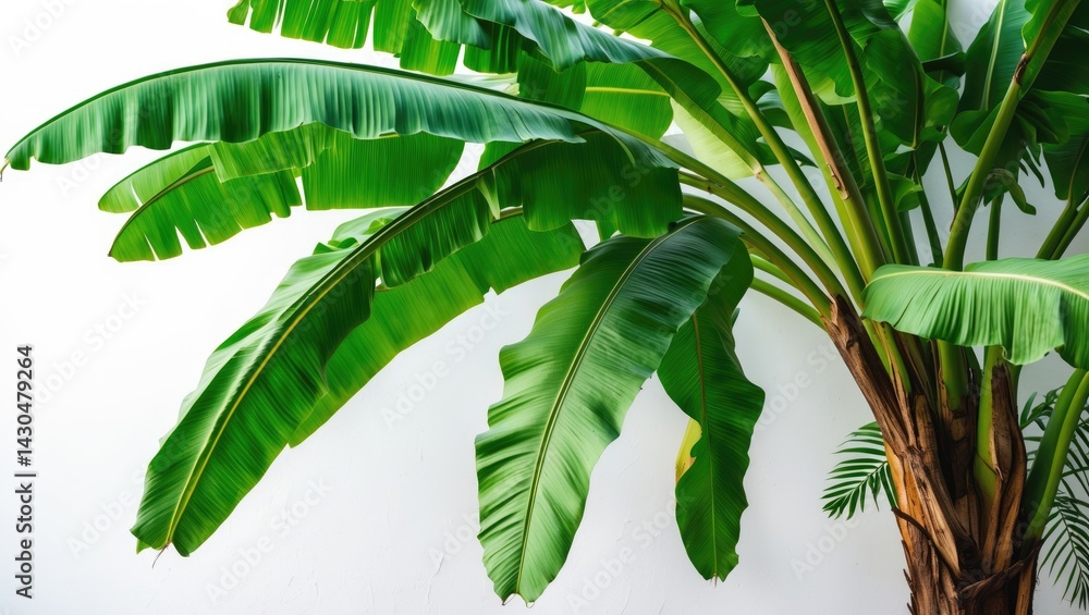 Poster banana tree with clipping paths on white background for garden design