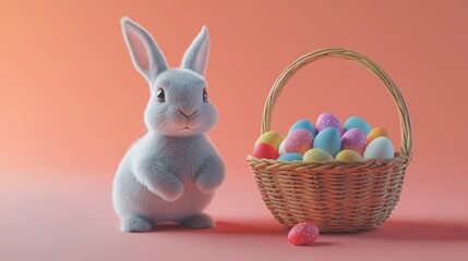 Cute bunny with Easter eggs