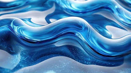 Abstract Blue Liquid Waves: A Stunning Visual Representation of Fluid Dynamics and Serenity