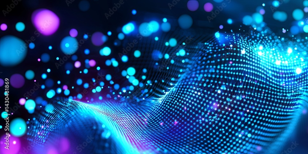Aufkleber abstract blue background with glowing particles creating a dreamy atmosphere for digital designs, pr