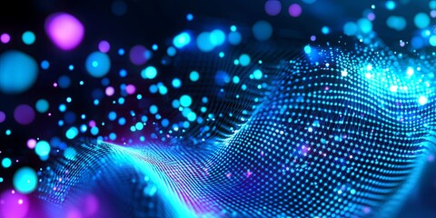 Abstract blue background with glowing particles creating a dreamy atmosphere for digital designs, presentations, and creative projects in various themes