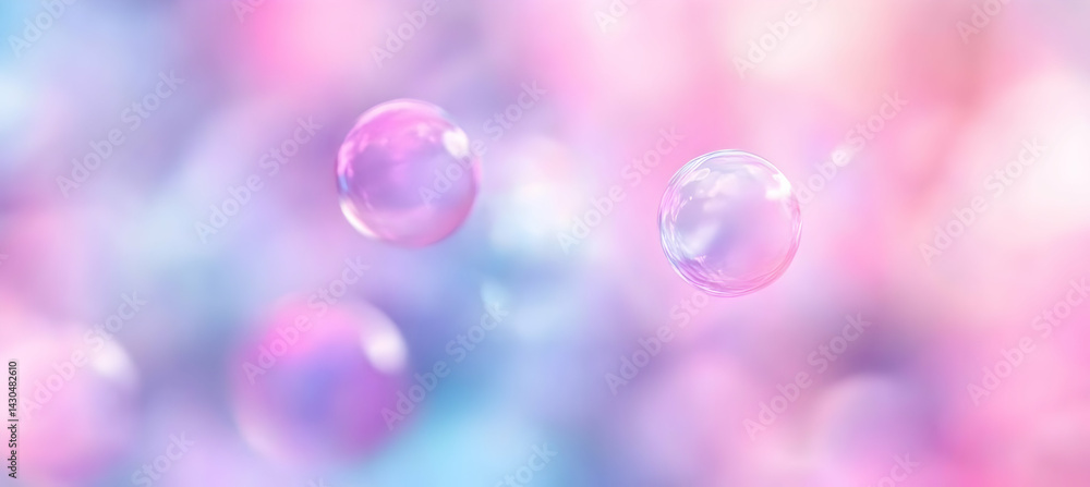 Poster soft pastel bubbles float in a dreamy atmosphere, creating a serene and whimsical ambiance perfect f