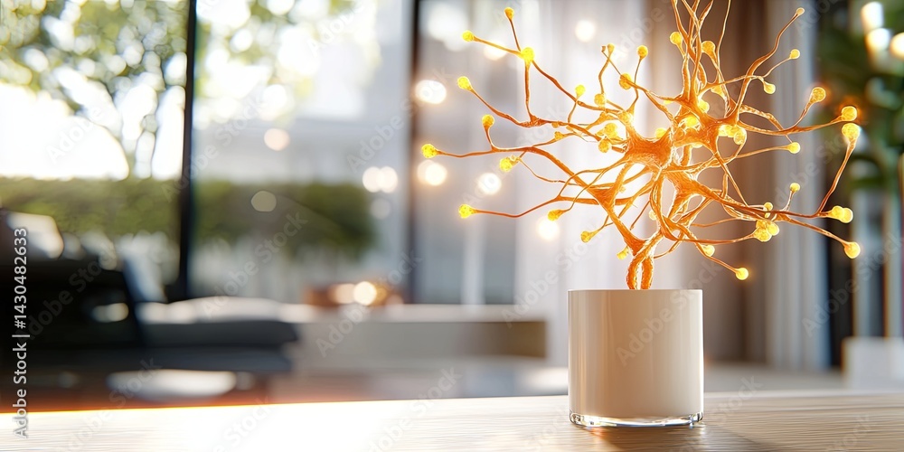 Leinwandbilder Intricate Neuron Network Illustration with Luminous Elements and Abstract Background for Scientific and Medical Concepts
