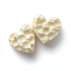 Fototapeta premium cheese day concept. Heart-shaped chocolate box with empty wrappers inside. isolated on white background