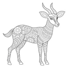 Intricate Antelope Line Art with Patterns
