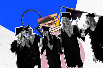 Trend artwork sketch design montage 3D collage of textbook student hobby read education friends...