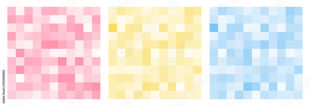 Poster abstract light yellow, blue, pink pastel color pixel gradient background. trendy mosaic vector textu