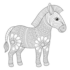 Intricate Zebra Illustration for Coloring Books