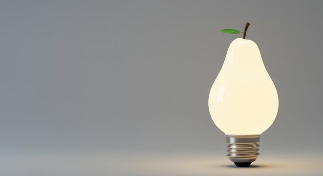 Light bulb shaped like a pear on gray background