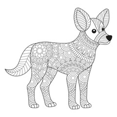 Intricate Dog Line Art for Coloring