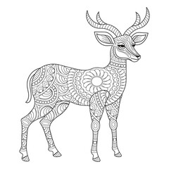 Intricate Deer Line Art with Ornate Patterns
