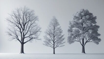 snow-covered winter tree isolated on white