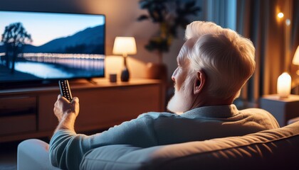 Generated image: Älterer Mann vor dem Fernseher