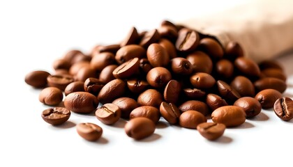 Naklejka premium Set of fresh roasted coffee beans isolated on white background.