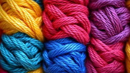 Colorful Yarn Close Up - Macro Photography of Multicolored Threads