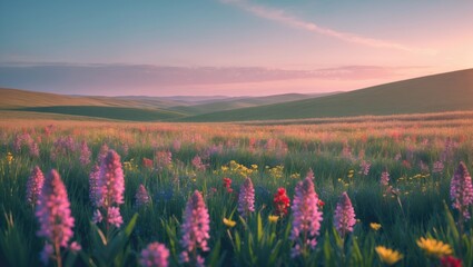 Obraz premium Violet flower blooming in a spring meadow amidst nature.