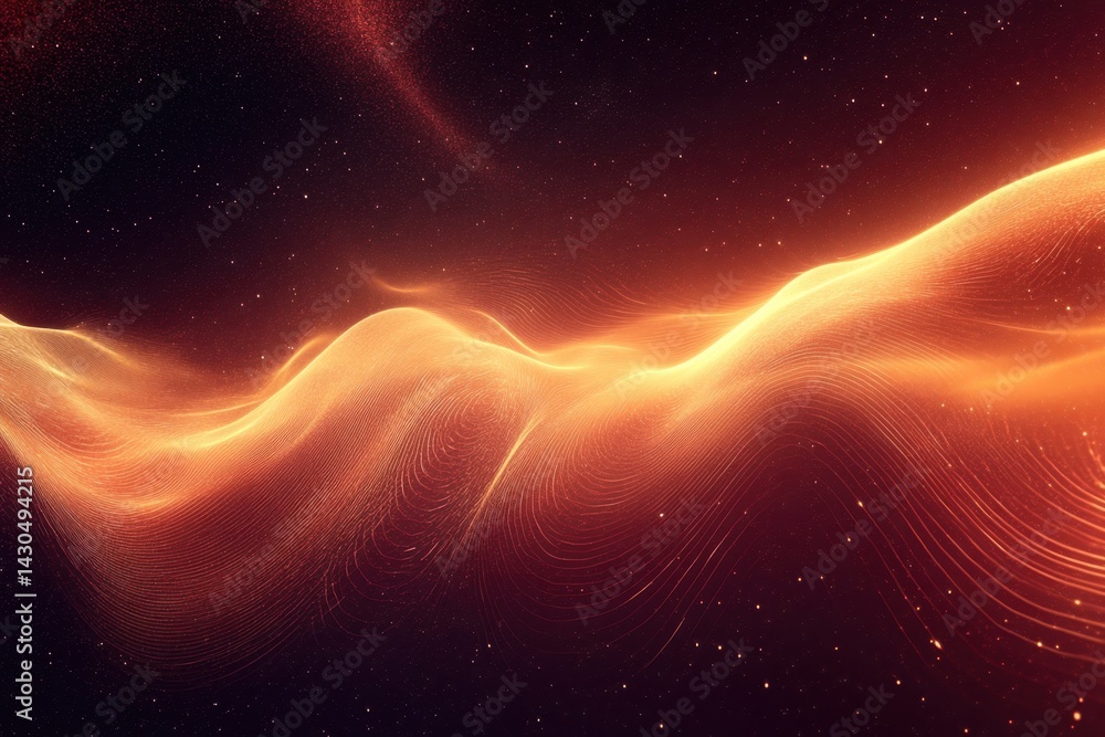 Poster flowing waves of vibrant energy creating a captivating cosmic display in deep space
