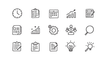 Project Management line art illustration for efficient team collaboration