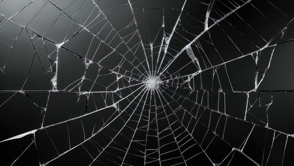 Cracked texture on damaged monitor or TV screen in black and white