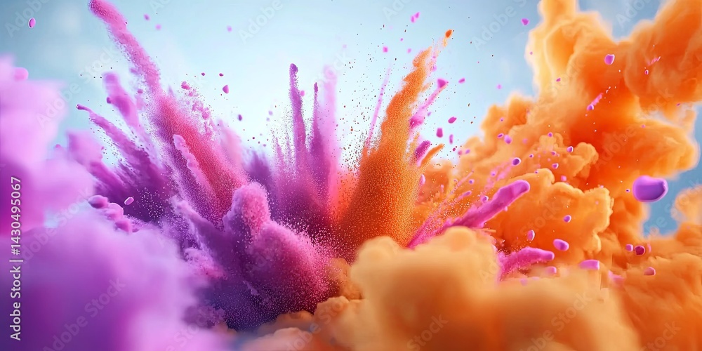 Leinwandbilder vibrant explosion of colorful powder blowing in the air, creating beautiful swirls and patterns agai