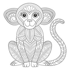 Intricate Monkey Illustration with Detailed Patterns