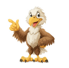 Cartoon Bald Eagle Mascot Smiling and Pointing – Friendly Character Illustration- Adobe Illustrator Artwork