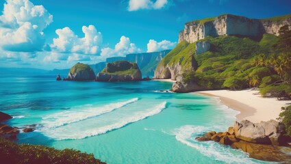 Obraz premium Stunning Greece Island Beach with Navagio Wreck and Ocean View