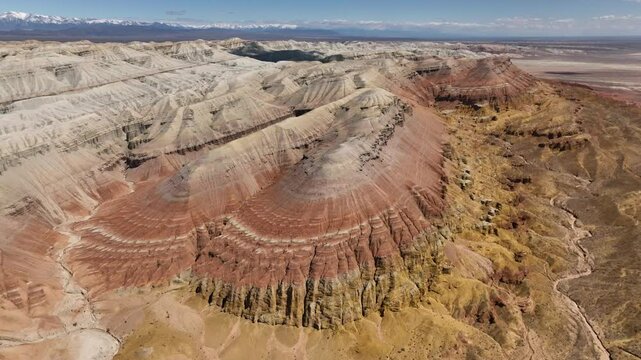 Colorful mountains in Altyn Emel National park drone view