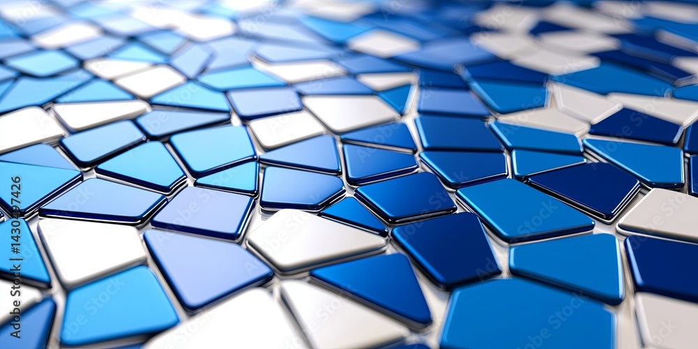 Poster Abstract Network Pattern with Points and Connections in Blue and White Background for Digital, Technology, and Communication Concepts