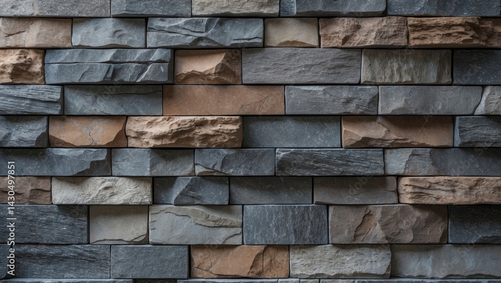 Poster natural stone cladding wall with textured stacked slabs for vintage and rustic design