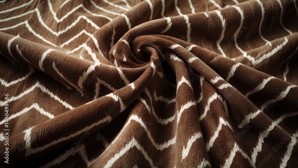 Poster textured fabric with a seamless zigzag pattern in earthy tones for vintage-style background design