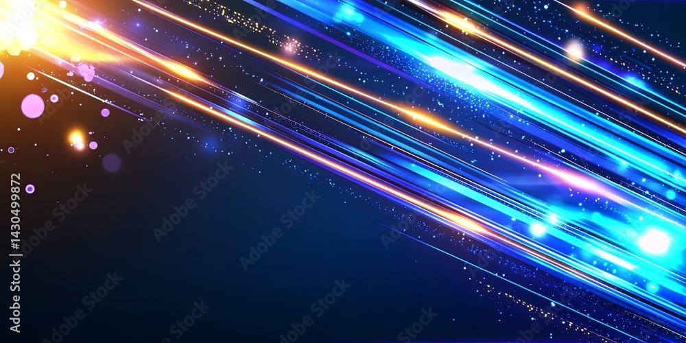 Poster abstract digital background with glowing blue lines and dots for technology, science, and innovation