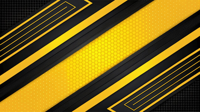 Dynamic Black and Gold Abstract Design with bold diagonal lines and textured honeycomb patterns creating a modern